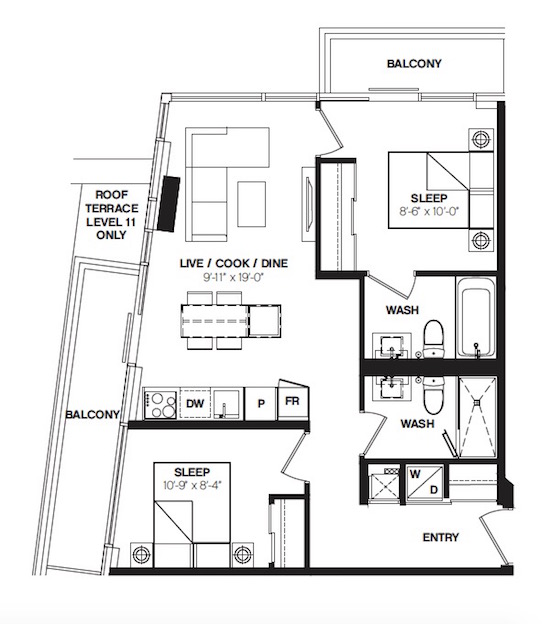 Floor Plan for Suite 2511 at Whitehaus Condos